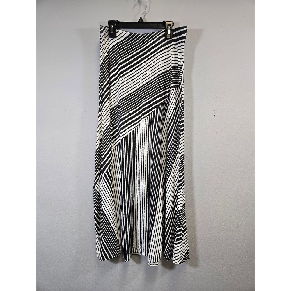 Chico's Lagenlook Black White Striped Maxi Skirt Size 0 (small) Geometric Boho